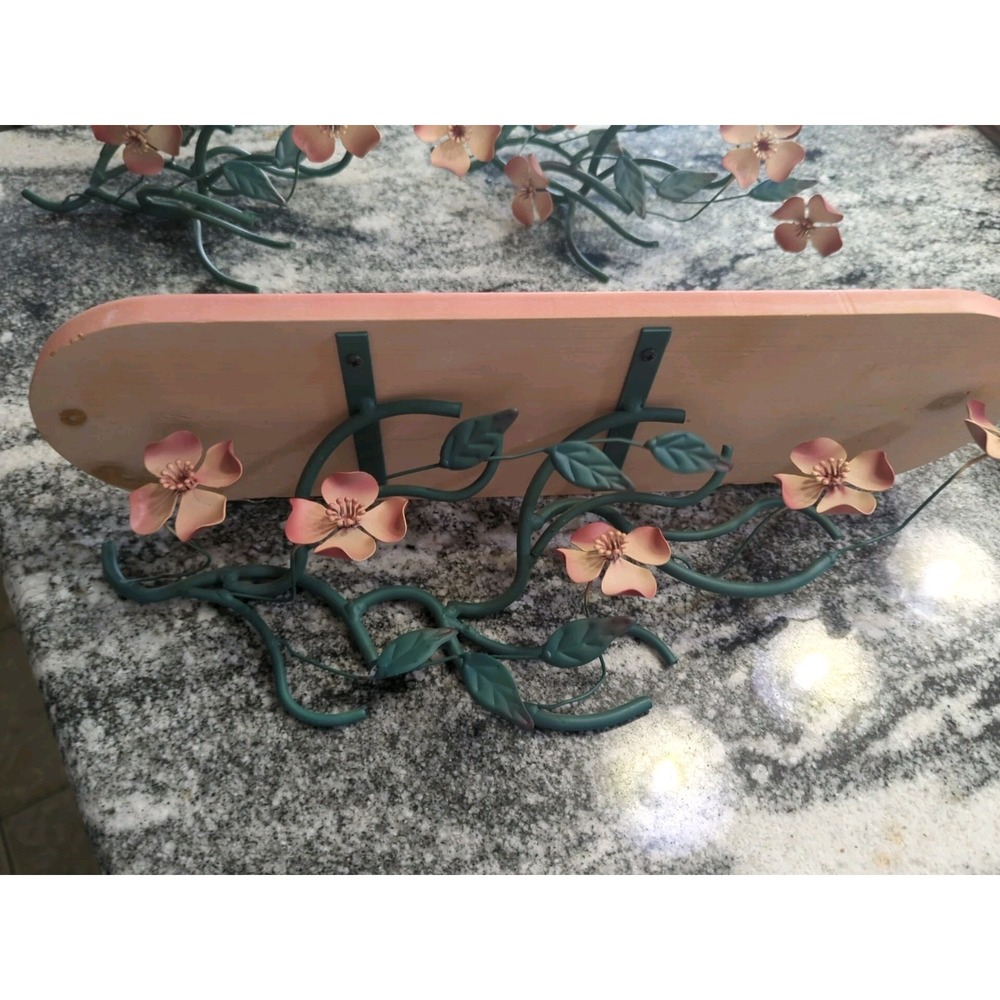 7 Pc Vintage Home Interior Floral Wall Hanging Decor MCM Floral Dogwood Metal - Picture 3 of 14